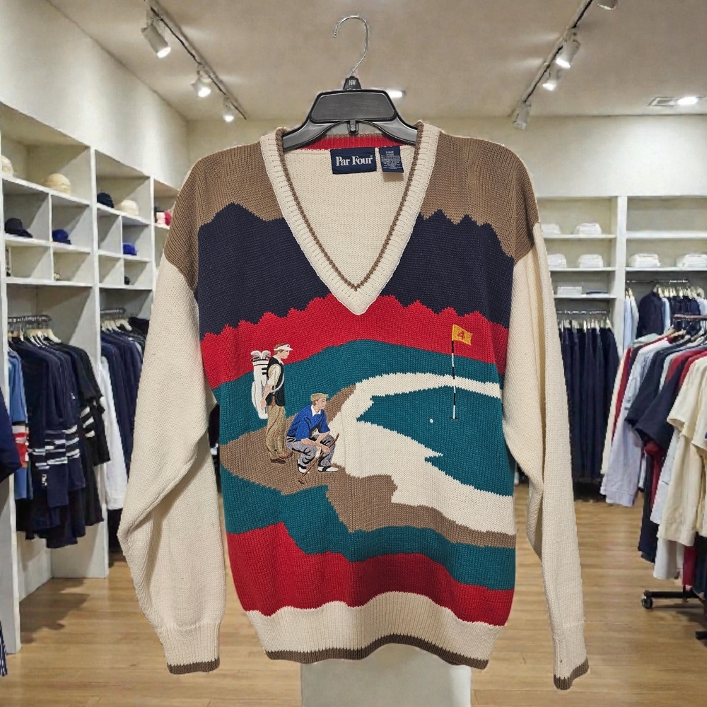 Vintage Par Four Men's V-Neck Golf Sweater Szize (L)